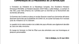 communique de la presidence relatif au depart du president de la republique pour la france